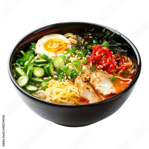 Tasty Asian noodles bowl isolated on transparent background