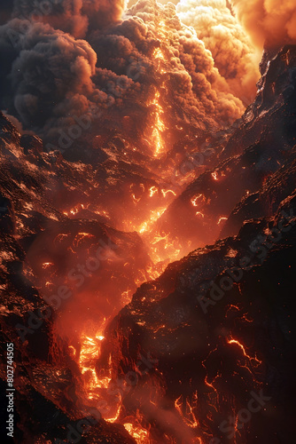 Souls Engulfed in the Infernal Abyss:A Cinematic Depiction of Eternal Torment Amidst the Raging Fires of Hell