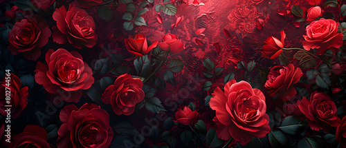 Luxury floral wallpaper with rich red roses  perfect for Mother s Day backgrounds and banners  or any elegant and feminine celebration.