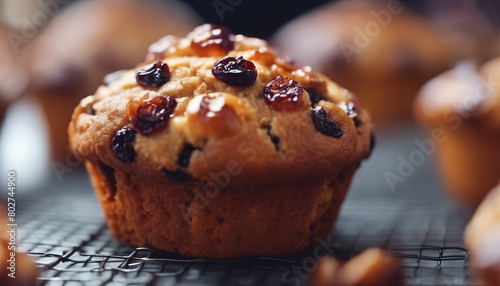 raisin muffin cake, decorative background 
