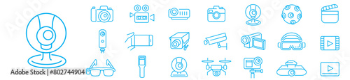 Camera icon collection vector illustration. Line icons. Editable stroke. Linear icons. 