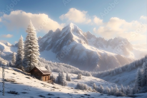 ski resort in the mountains Snowy Peaks A Majestic Mountain Landscape 