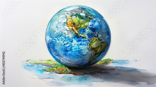 Aquarelle painting of the Earth.