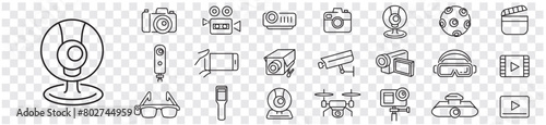 Camera icon collection vector illustration. Line icons. Editable stroke. Linear icons. 