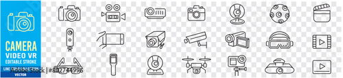 Camera icon collection vector illustration. Line icons. Editable stroke. Linear icons. 