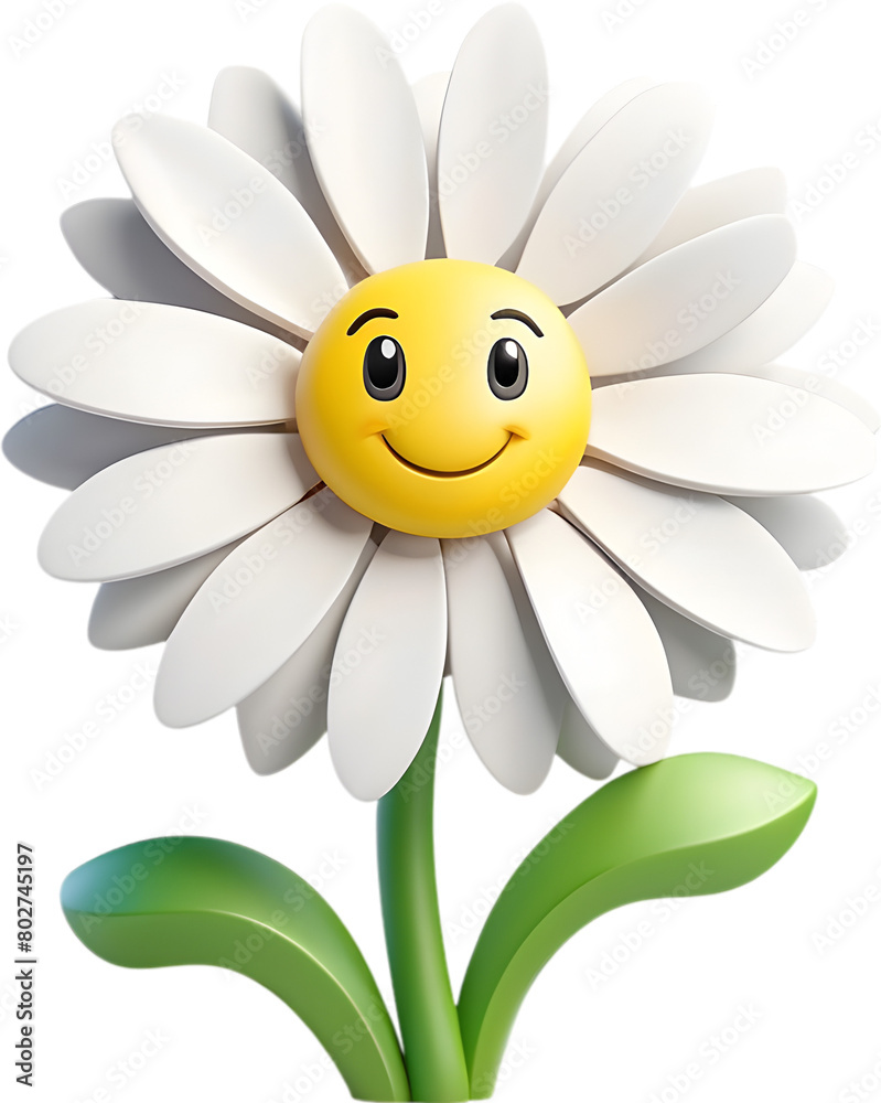 Adorable cartoon daisy in full bloom.
