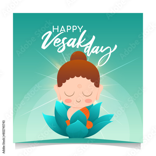 Happy vesak day cute lord buddha instagram post ideas, Guru purnima, happy buddha purnima, vector illustration, makha bucha festival