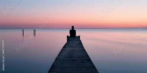 Title Pessoa desfrutando tranquilidade à beira de um lago sereno