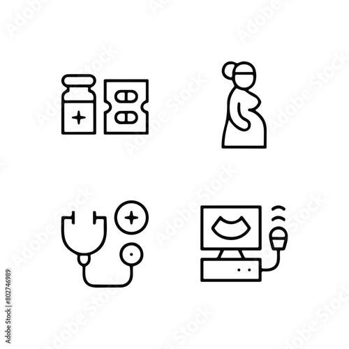 Set of line icons related to child care, international children day, kid rights, parenthood. Outline icon collection.