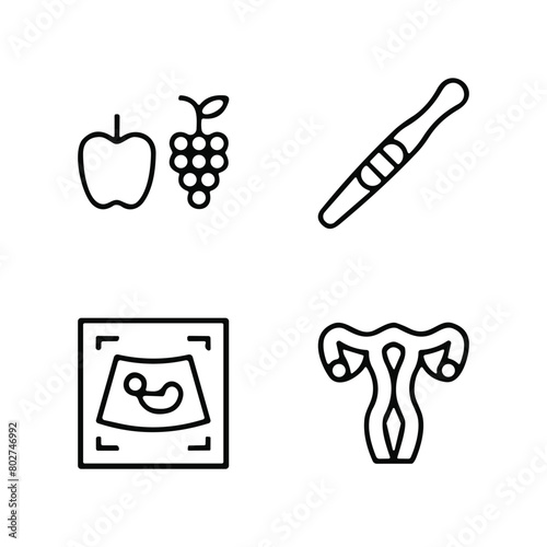 Set of line icons related to child care, international children day, kid rights, parenthood. Outline icon collection.