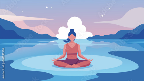 A serene moment of someone meditating in a shallow tidal pool the gentle ebb and flow of the water providing a soothing background..