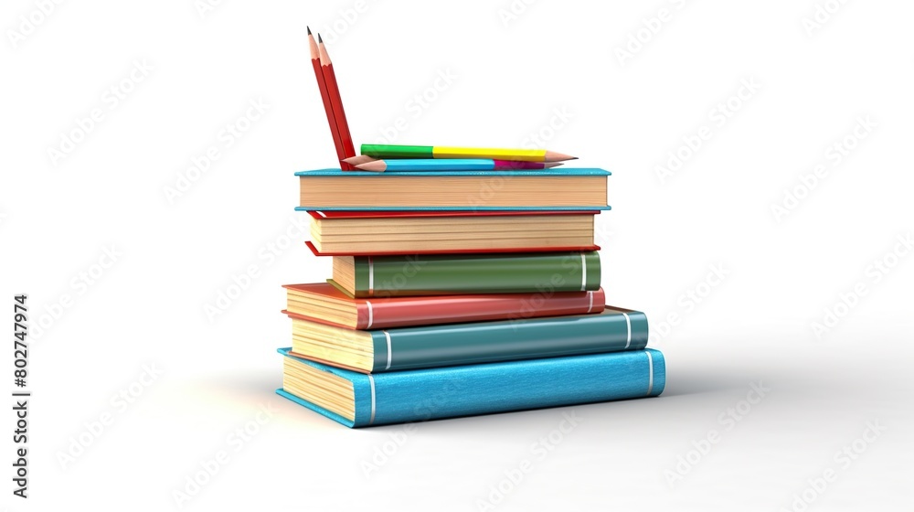 Stack of book with pencil for education and school concept isolated on white background. Stack of book with pencil for education and school concept isolated on white background.