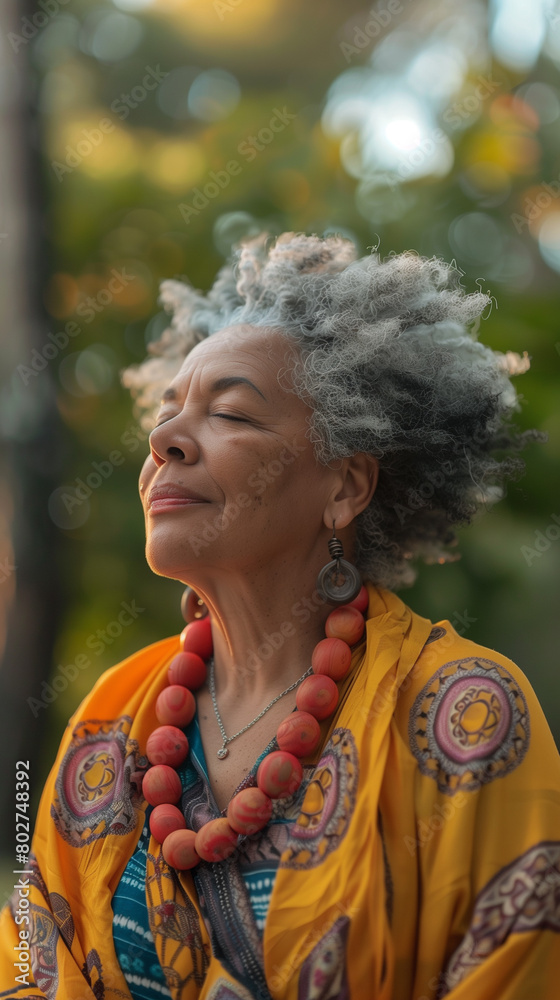 portrait of a elderly woman, active aging,ai
