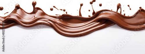 Melted chocolate. Flowing liquid chocolate for sweet for concept isolated on white background.