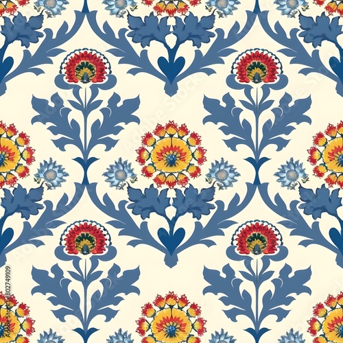 Traditional decorative mughal seamless pattern vector