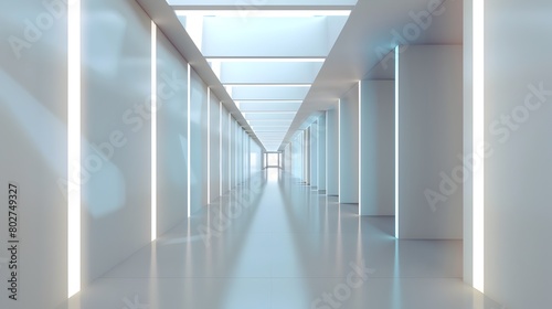 Endless Minimalist Hallway with Symmetrical Architectural Design