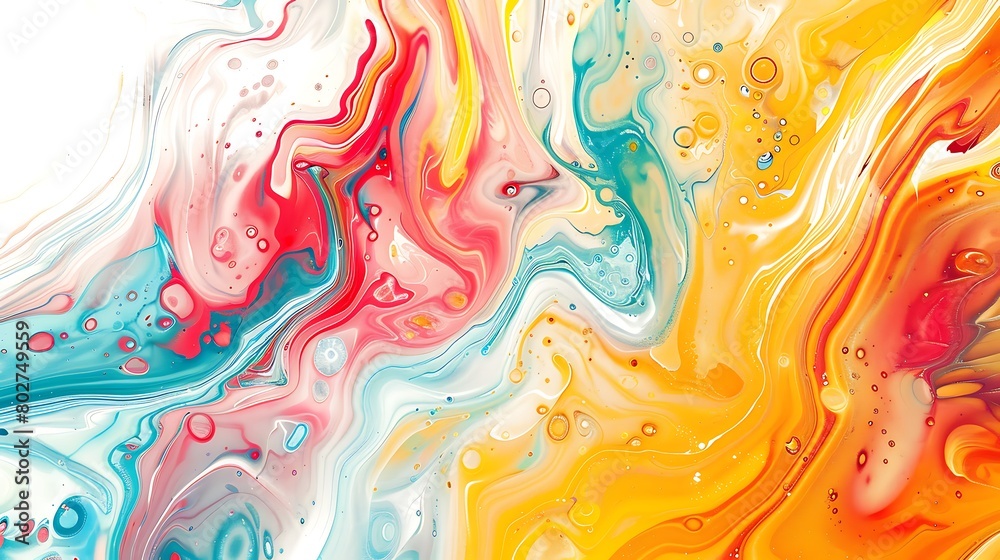 Colorful Fluid Motion: Abstract Art Wallpaper on White Background