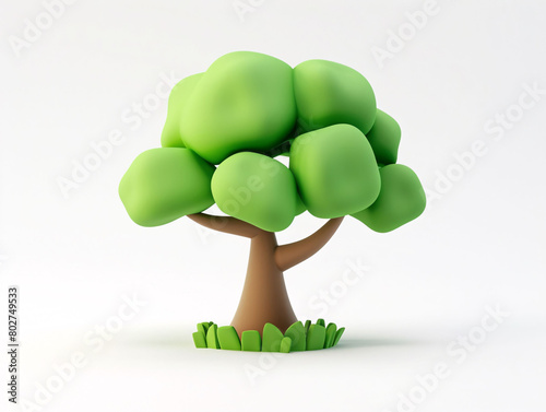 Spring trees 3D illustration, natural plants trees environment protection concept illustration elements photo