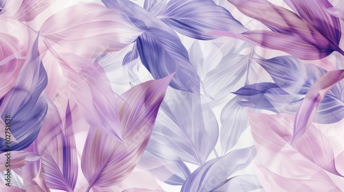Delicate wispy leaves in shades of lavender and orchid grace this design evoking the exotic beauty of tropical environments..