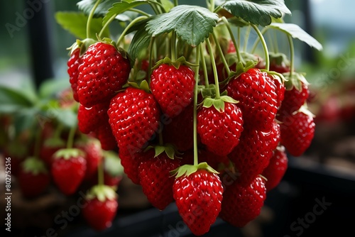 Strawberries in a basket on the background of a farmer