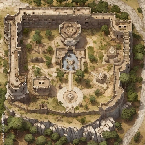 DnD Battlemap ancient  castle  ruins  overgrown  stone  fantasy