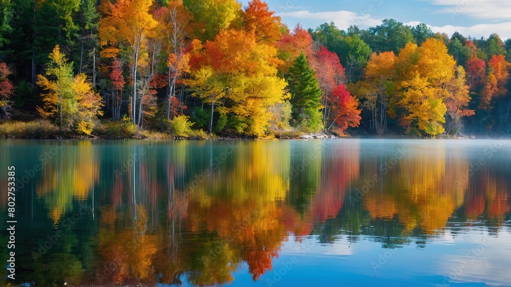 A Beautiful Painting of Nature's Tranquil Lake, Nature's Beauty Green Banks and Reflected Trees in a Crystal-Clear Lake, Serene Landscape Trees Reflected on the Crystal Waters of a Beautiful Lake, A Beautiful Painting of Nature's Tranquil Lake, Nature's Beauty Green Banks and Reflected Trees in a Crystal-Clear Lake, Serene Landscape Trees Reflected on the Crystal Waters of a Beautiful Lake,
