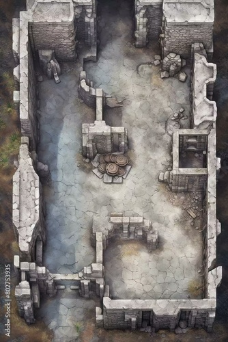 DnD Battlemap castle  ruins  hidden  chamber  secret  ancient