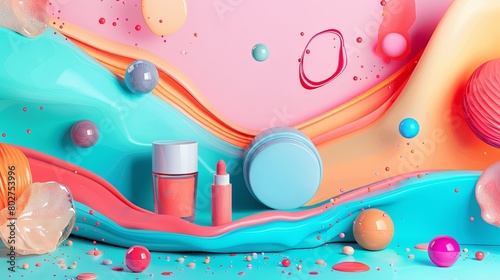 Detailed view of a wall covered with assorted items like cosmetics, photographs, and trinkets, creating a visually busy and eclectic display. Generative AI photo