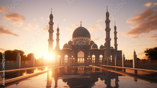 Mosque at sunset, Abu Dhabi, United Arab Emirates, Middle East