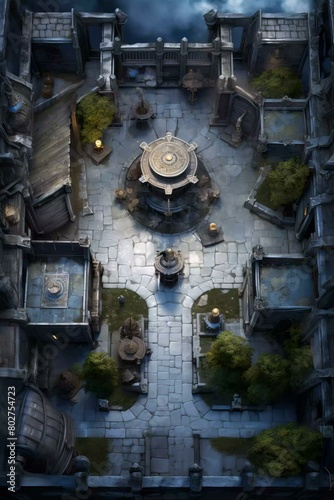 DnD Battlemap celestial, chariot, courtyard, open, awe-inspiring, scene