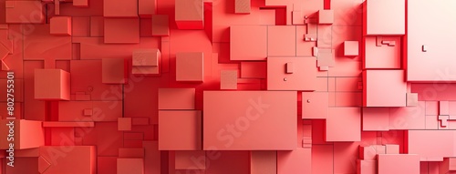 3D abstract, red and white cube backgrond