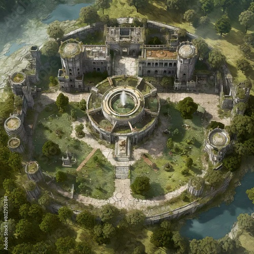DnD Battlemap Forgotten Castle: Mysterious ruins in a fantasy landscape.