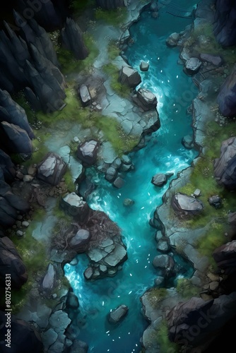 DnD Battlemap Holographic Tide Cave - Mystical underwater cave with holographic effect.
