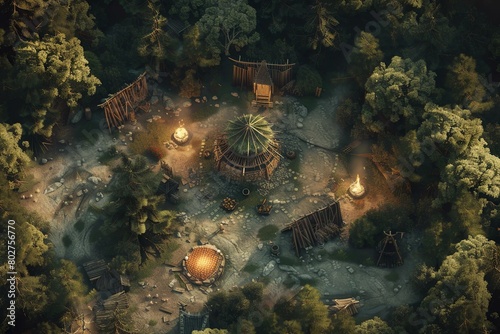 DnD Battlemap Orc camp battle map style.