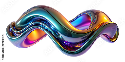 3d chrome neon fluid form liquid metallic shape,isolated on white background with clipping path . photo