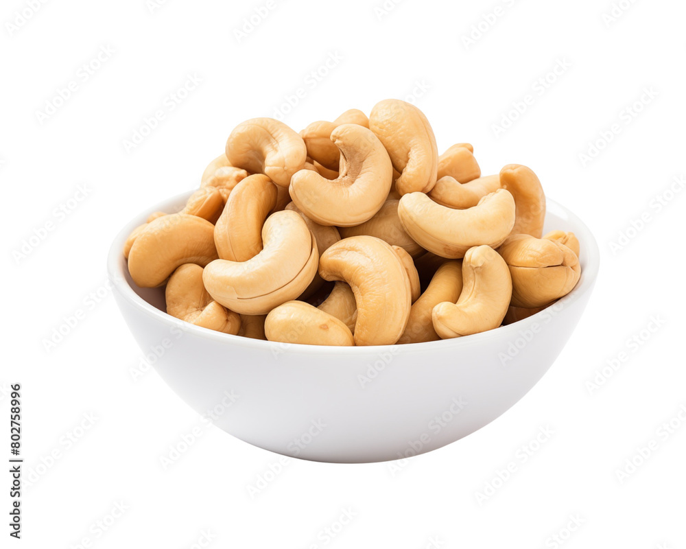 cashew nuts in a bowl on a transparent background. Generative AI cashew nuts in a bowl on a transparent background. Generative AI
