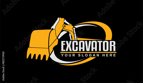 excavator logo construction, contractor logo vector illustration	