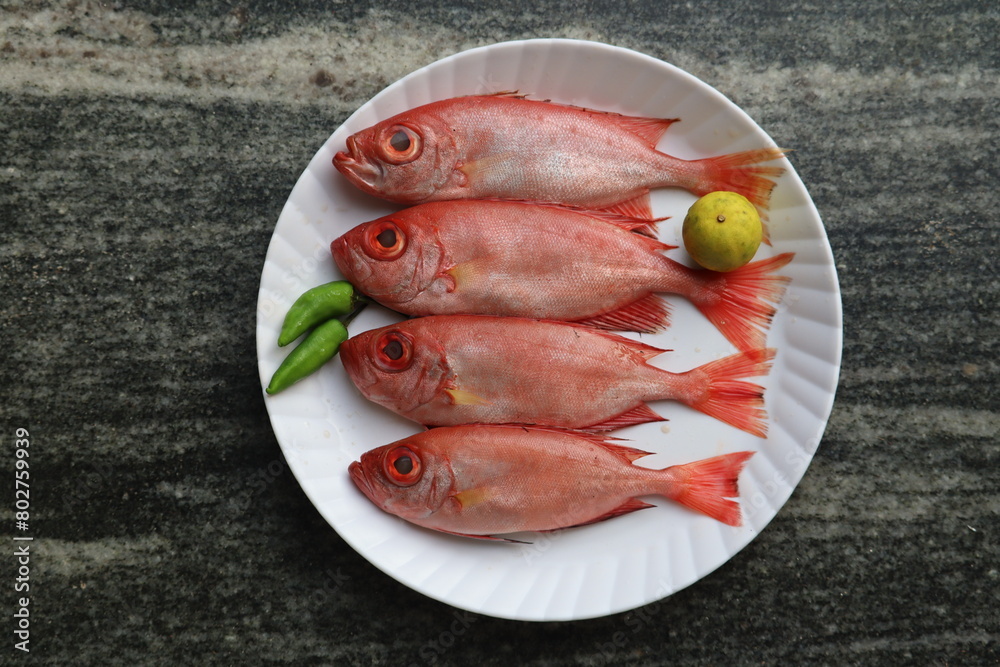 fresh red  fish on plate