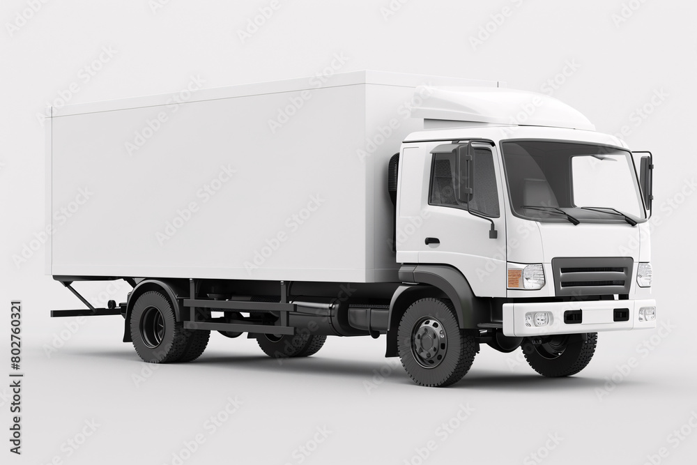 a white truck with a white background