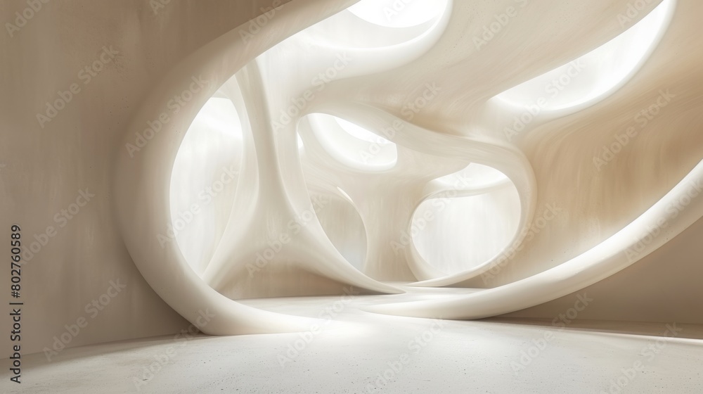 shade of abstract curving digital clay forms in an empty environment background. shade of abstract curving digital clay forms in an empty environment background.