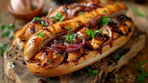 Tangy Sweet Onion Sauce Chicken Teriyaki Sub Delight with Premium Ingredients