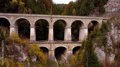 viaduct in Austria, Semmering railway cinematic droneshot photo