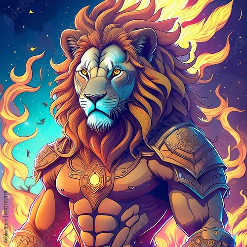 a lion with fur that looks like flames (ID: 802762379)