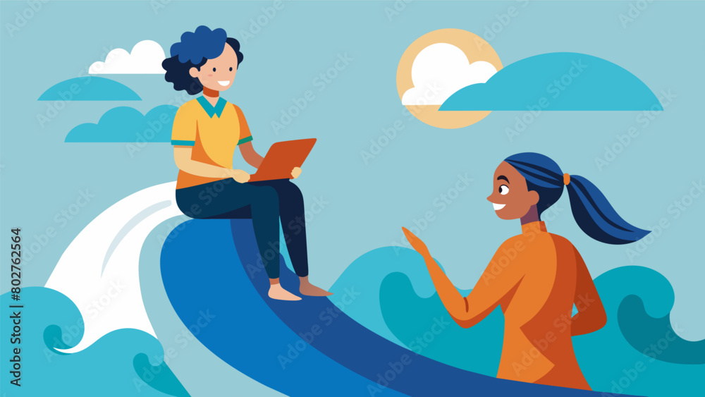 In a therapy session a client reflects on their journey of learning to ride the theutic waves instead of being overwhelmed by them.. In a therapy session a client reflects on their journey of learning to ride the theutic waves instead of being overwhelmed by them..