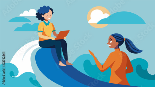 In a therapy session a client reflects on their journey of learning to ride the theutic waves instead of being overwhelmed by them..