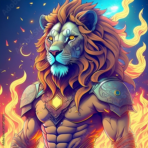 a lion with fur that looks like flames (ID: 802762585)