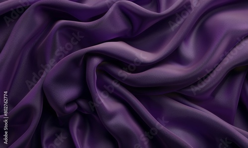 Purple fabrics folded around, wrinkled cloth background.