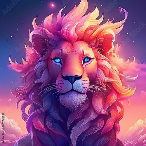 a lion with fur that looks like flames (ID: 802762991)