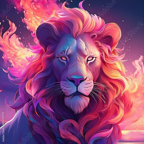 a lion with fur that looks like flames (ID: 802763179)