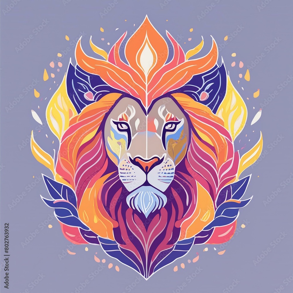 a artwork lion with fur that looks like flames